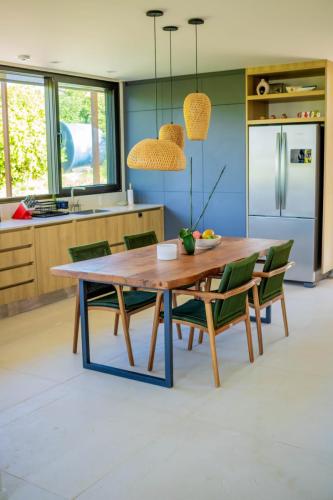 Dining table and kitchen